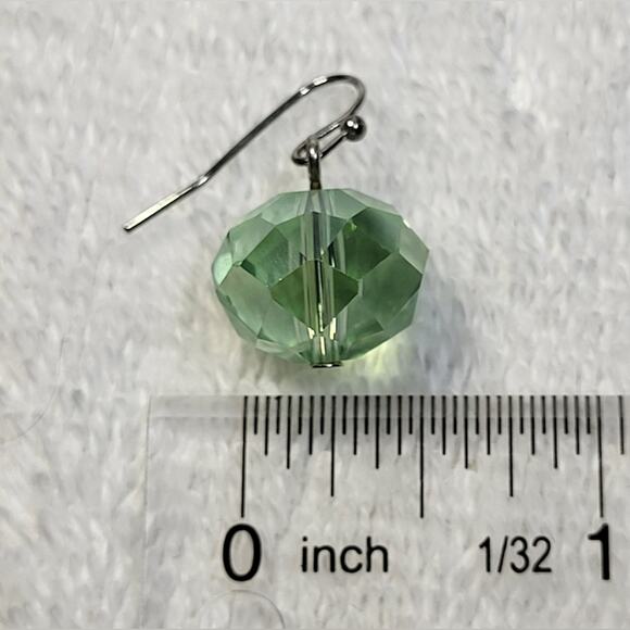 Light Lime Green Faceted Bead Dangle Earrings – Pierced - Picture 9 of 10